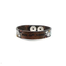 Load image into Gallery viewer, Leather Floral Cuff Bracelet, You Are Loved
