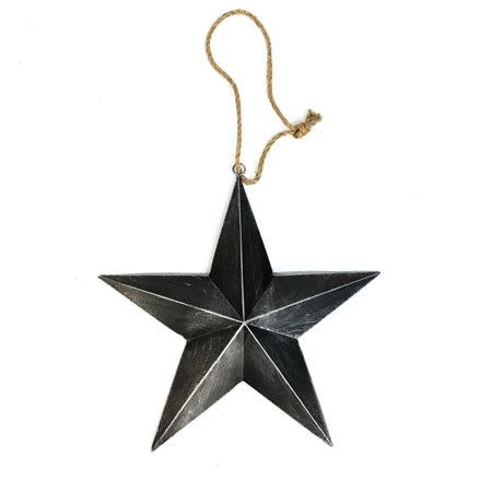 Hanging Metal Star Decor, Antique Black, 19in