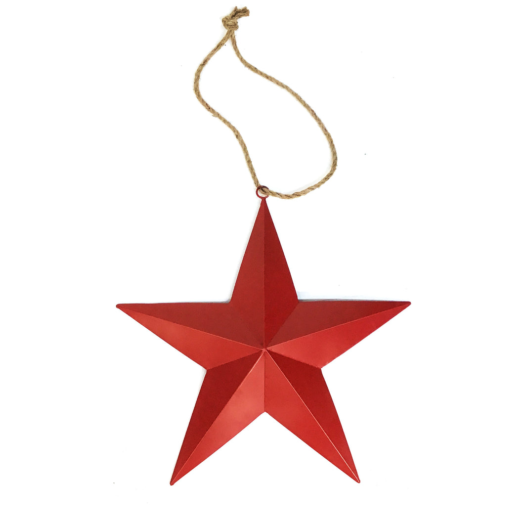 Hanging Metal Star Decor, Antique Red, 19in