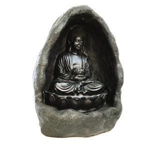 Buddha Sitting in Grotto Fountain with LED Light