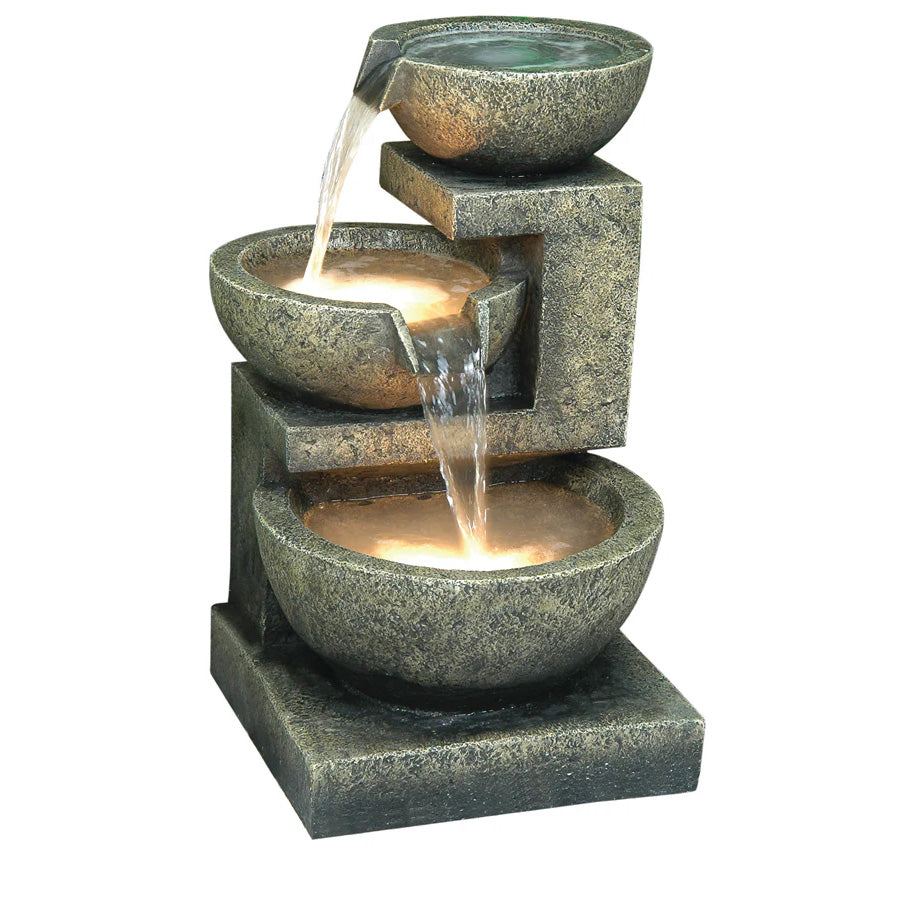 3 Pouring Bowls Fountain with 2 Warm White LEDs