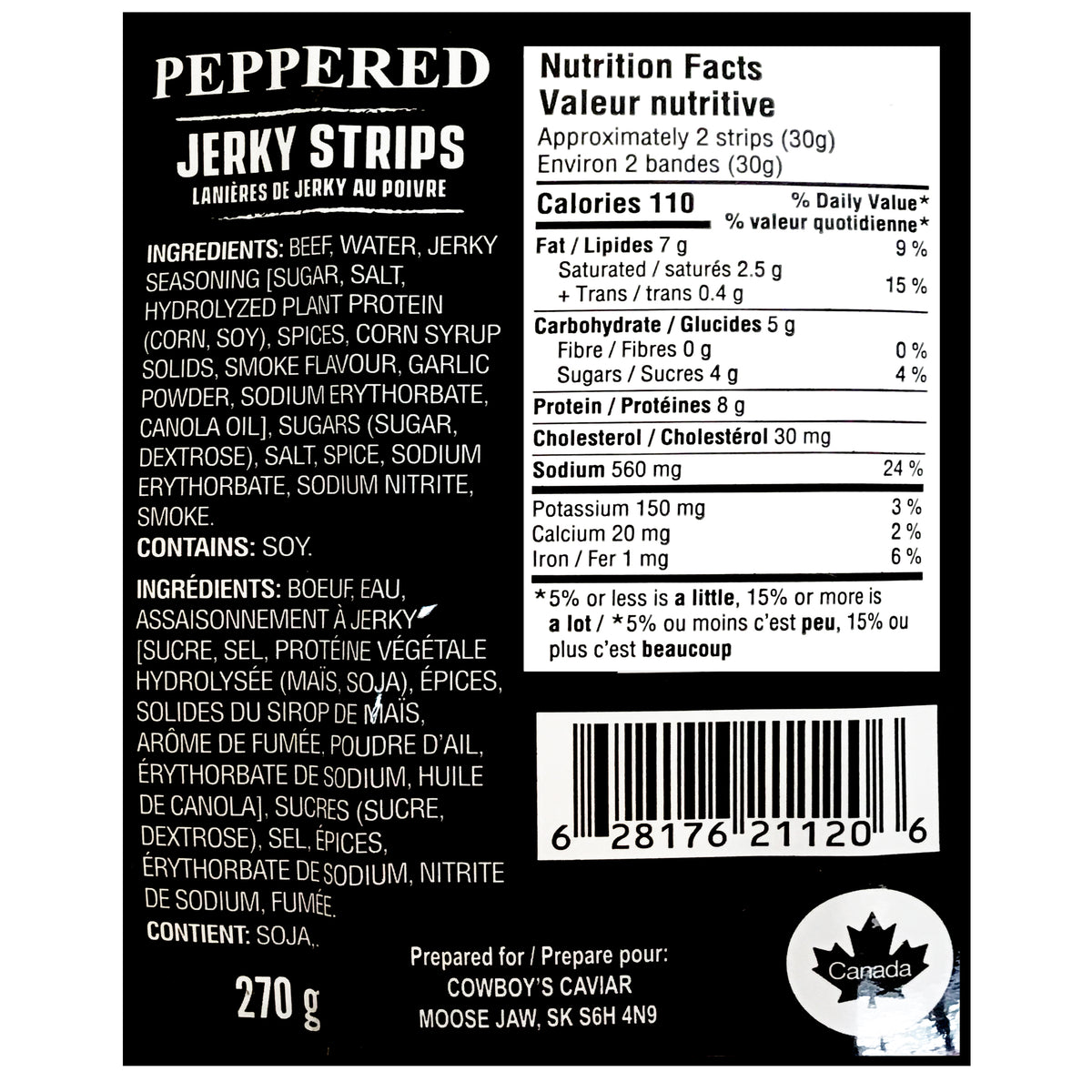 Cowboy's Caviar, Peppered Strips, 270g