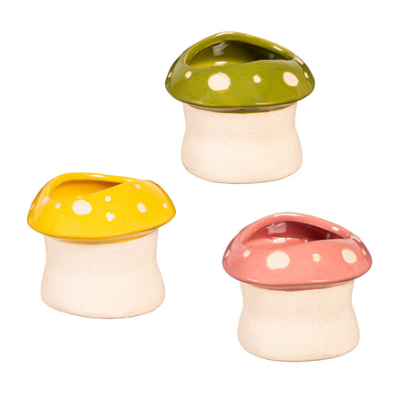 Pot, 2.5in, Ceramic, Mushroom, 3 Asst