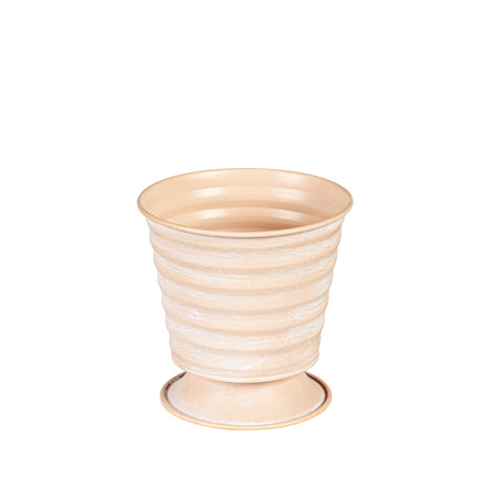 Pot, 4in, Metal with Pedestal Base, Peach