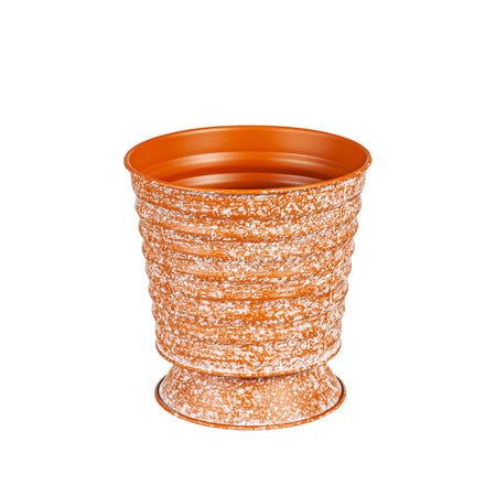 Pot, 6in, Metal with Pedestal Base, Orange