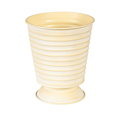 Pot, 7in, Metal with Pedestal Base, Ivory