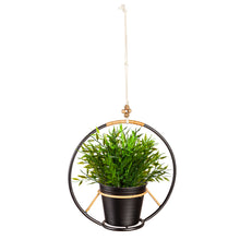 Load image into Gallery viewer, Pot, 4in, Metal, Black with Rattan Hanger
