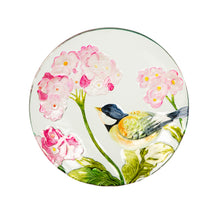Load image into Gallery viewer, Glass Bird Bath, Hummingbird &amp; Hydrangea, 18in

