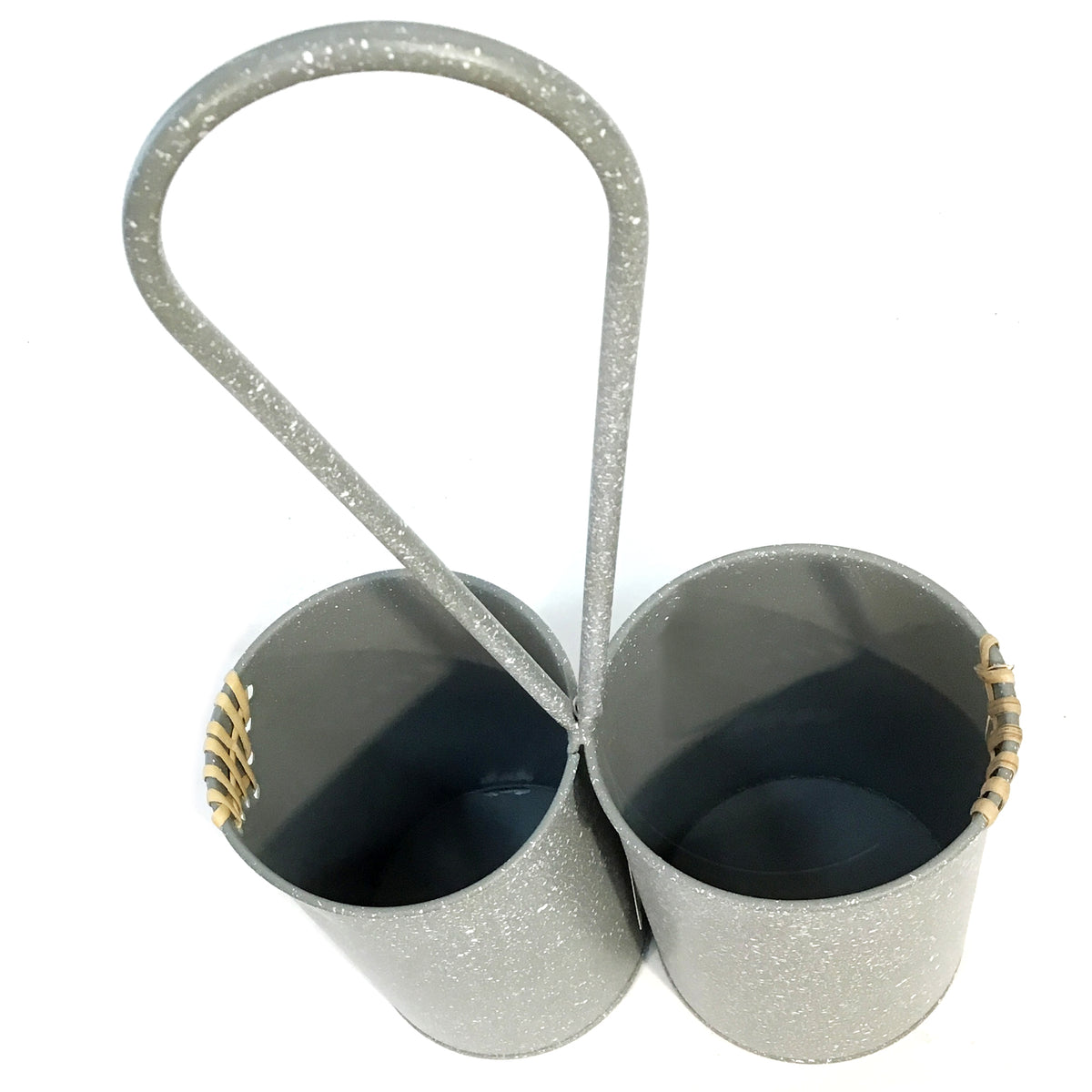 Rustic Metal 2-Bottle Wine Caddy with Hook