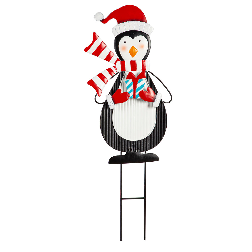 Metal Christmas Friends Garden Stake, Penguin