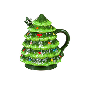 Ceramic Christmas Tree Mug with Spoon Set, 16oz