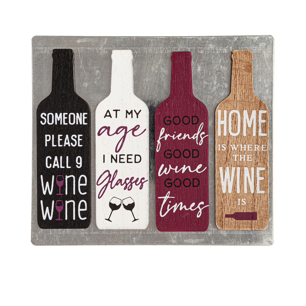 Wine Bottle Magnets, Set of 4