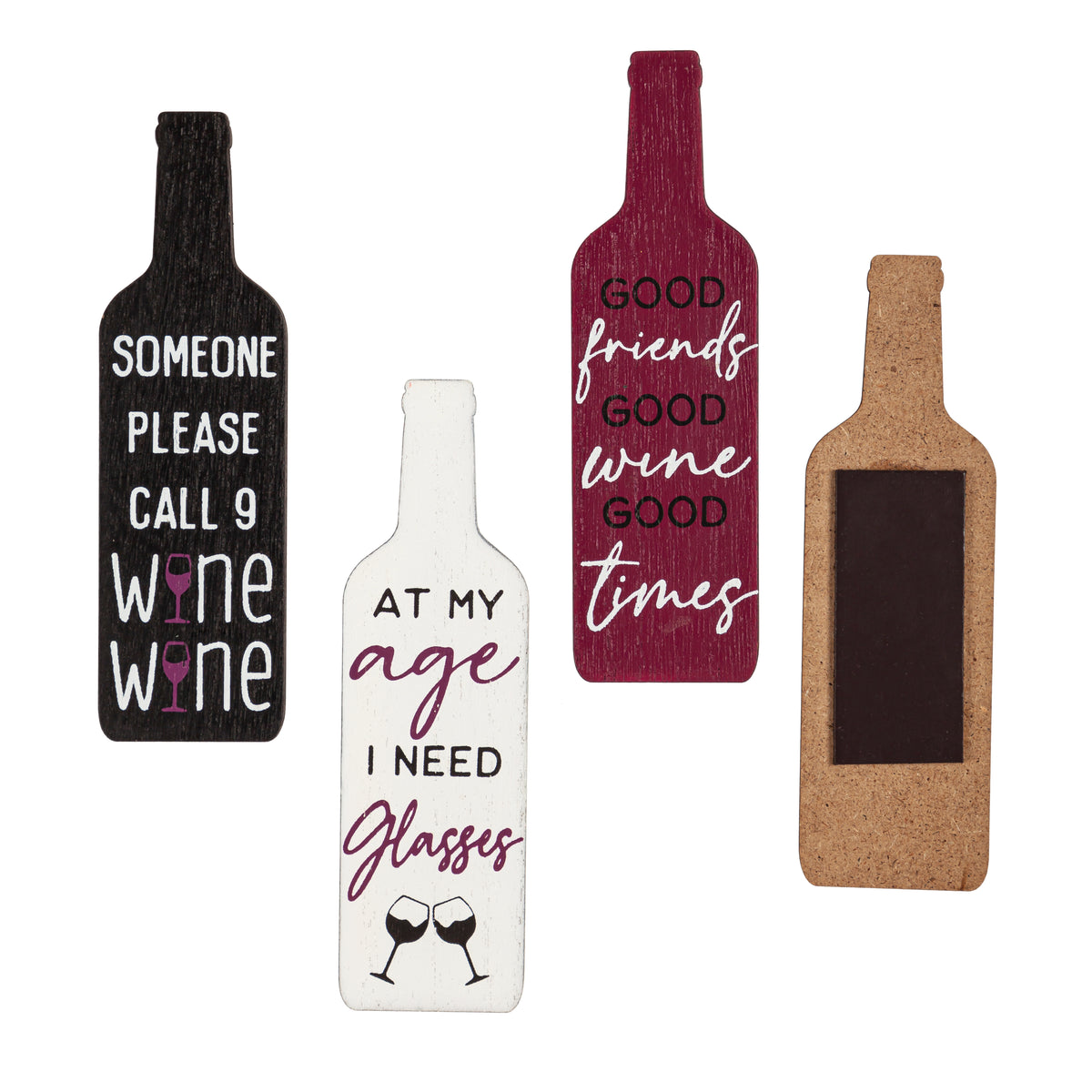 Wine Bottle Magnets, Set of 4