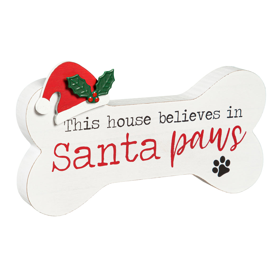 Wood Bone Decor, This House Believes in Santa Paws