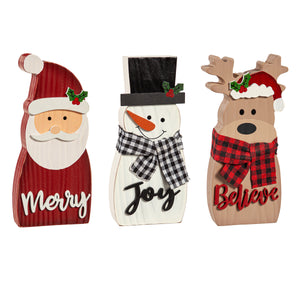 Wood Christmas Character Table Decor, 7in