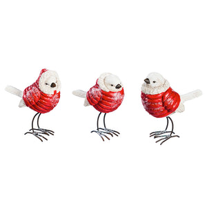 Polyresin Bird in Red Coat Figurine, 4.75in