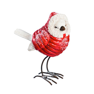 Polyresin Bird in Red Coat Figurine, 4.75in