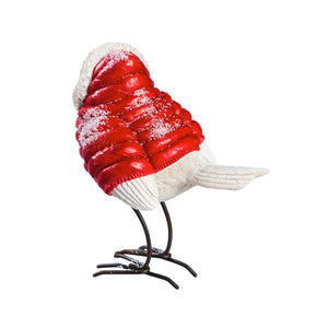 Polyresin Bird in Red Coat Figurine, 4.75in