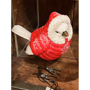 Polyresin Bird in Red Coat Figurine, 4.75in