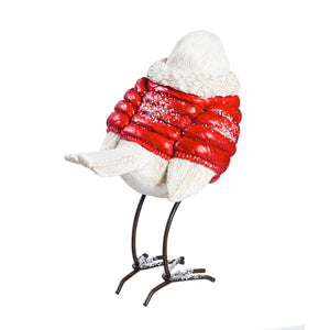 Polyresin Bird in Red Coat Figurine, 4.75in