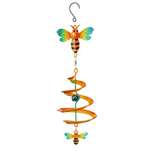 Load image into Gallery viewer, Hanging Wind Twirler, Orange Bumble Bee, 17in
