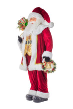 Load image into Gallery viewer, Life-Sized Fabric Standing Santa with Gifts, 70in
