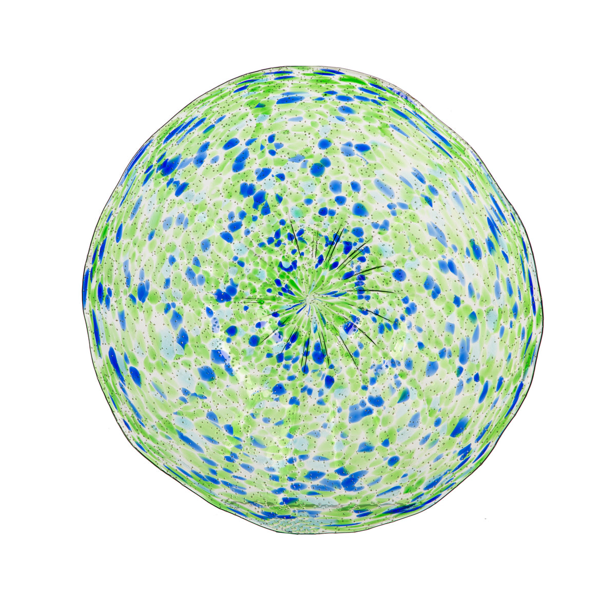 Glass Glow-in-the-Dark Bird Bath, Green, 15in