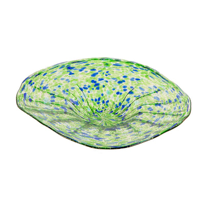 Glass Glow-in-the-Dark Bird Bath, Green, 15in