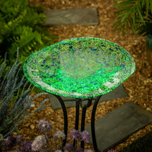 Load image into Gallery viewer, Glass Glow-in-the-Dark Bird Bath, Green, 15in
