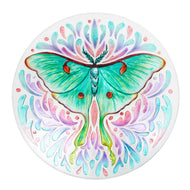 Glass Bird Bath, Luna Moth, 18in