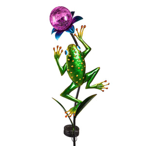 Solar Leaping Frog Garden Stake, 2 Styles