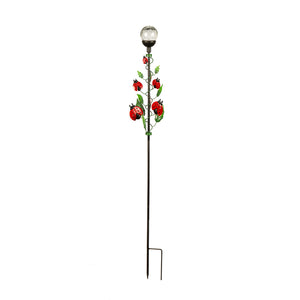 Solar Glass Orb w/ Ladybugs Garden Stake, 37in