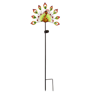 Solar Fiber Optic Peacock Garden Stake, 48in