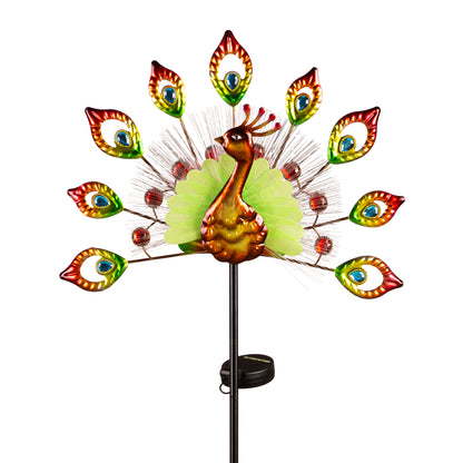 Solar Fiber Optic Peacock Garden Stake, 48in