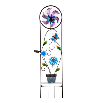 Solar Fiber Optic Butterfly Trellis with Spinner