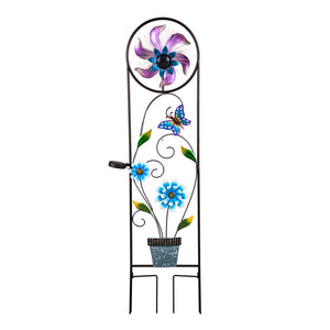 Solar Fiber Optic Butterfly Trellis with Spinner