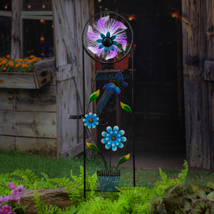 Solar Fiber Optic Butterfly Trellis with Spinner