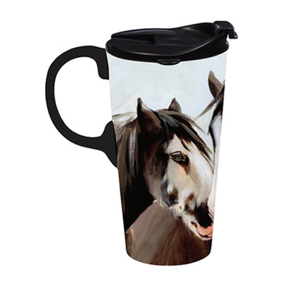 Horse Pair Ceramic Mug w/Box, 17oz