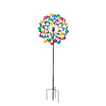 Multi-Colored Flower Spinner Garden Stake, 84in