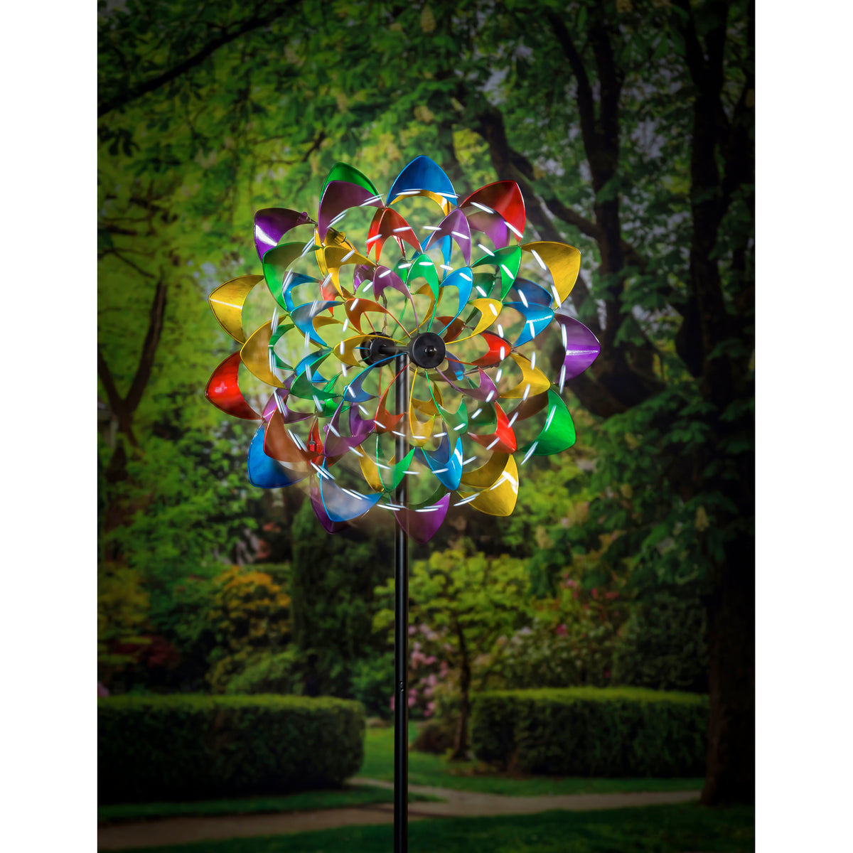 Multi-Colored Flower Spinner Garden Stake, 84in