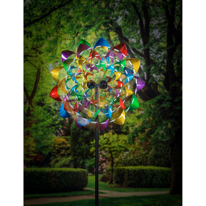 Multi-Colored Flower Spinner Garden Stake, 84in