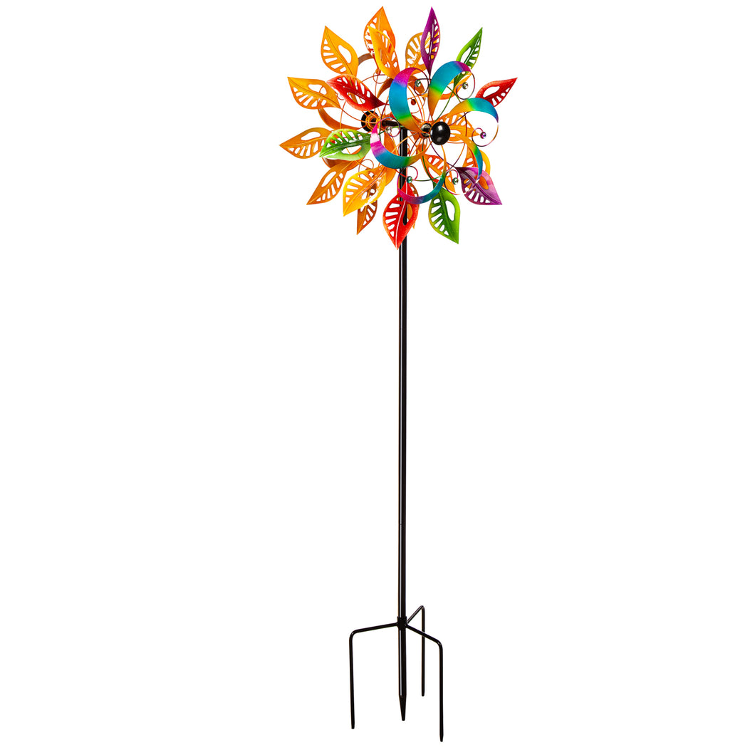 Colorful Leaves Spinner Garden Stake, 75in