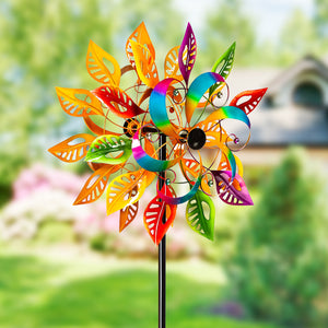 Colorful Leaves Spinner Garden Stake, 75in