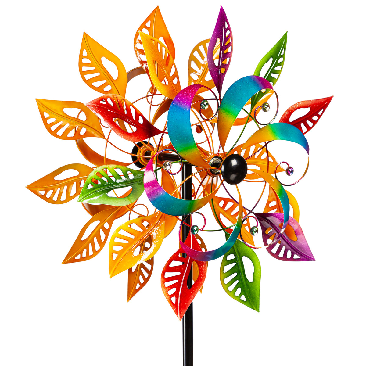 Colorful Leaves Spinner Garden Stake, 75in