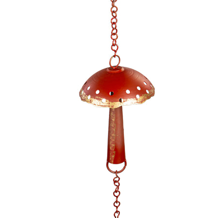 Red Metal Mushroom Rain Chain, 72in