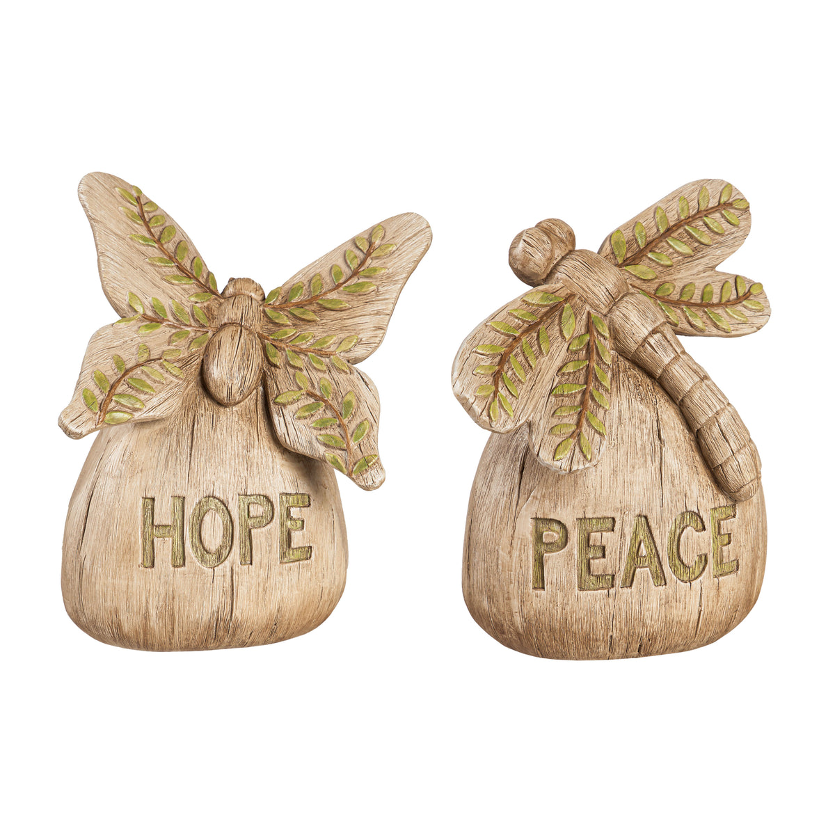 Hope/Peace Greenery Stone Decor, 8in, 2 Styles