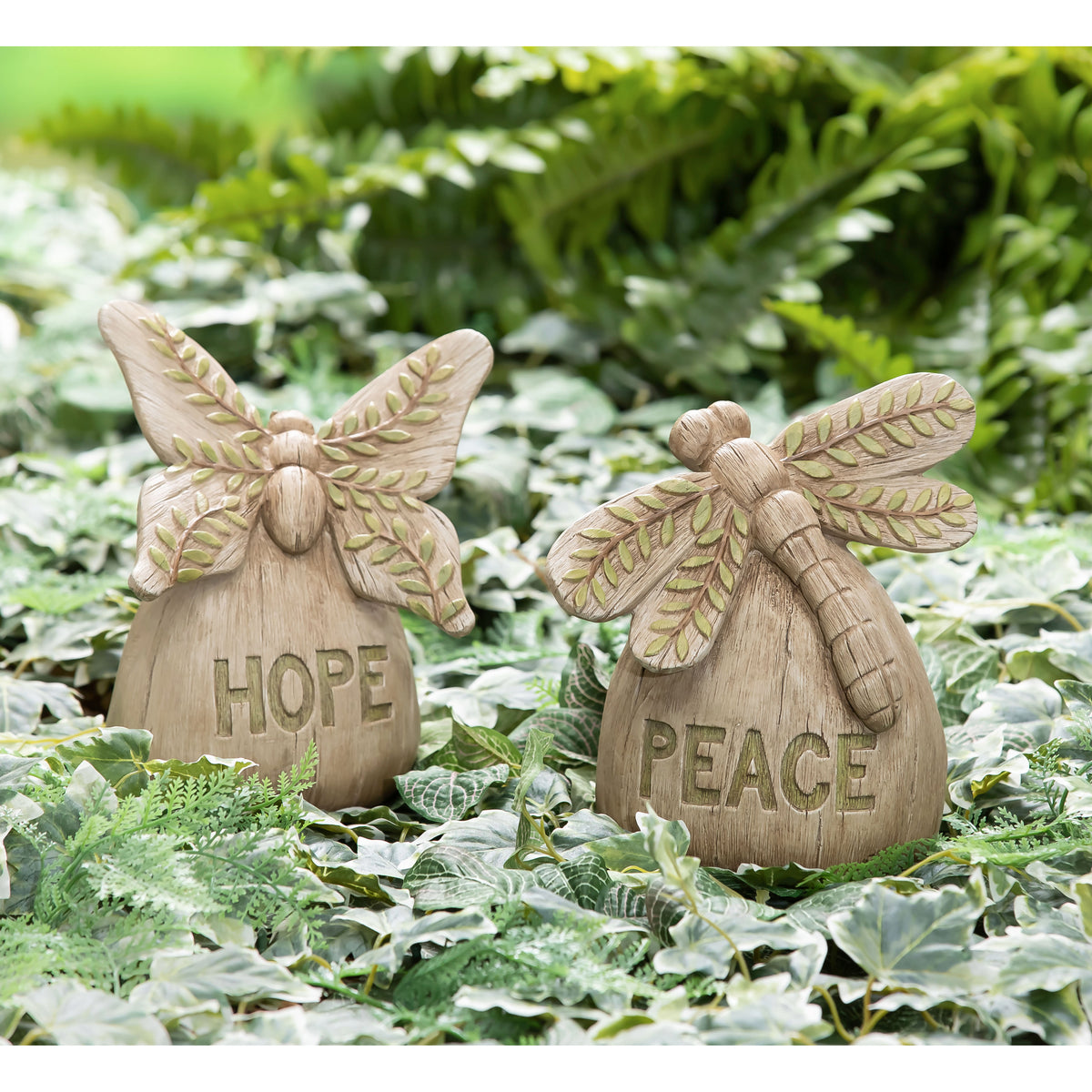 Hope/Peace Greenery Stone Decor, 8in, 2 Styles