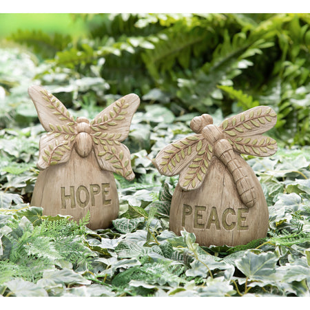 Hope/Peace Greenery Stone Decor, 8in, 2 Styles