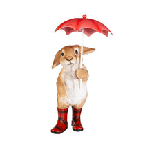 Load image into Gallery viewer, Polyresin Rainy Day Rabbit Statue, 9in
