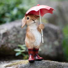 Load image into Gallery viewer, Polyresin Rainy Day Rabbit Statue, 9in
